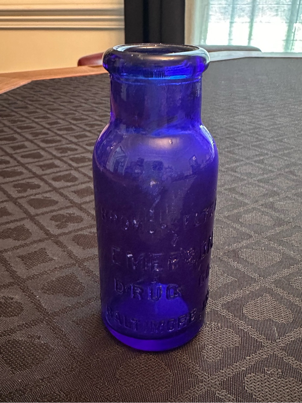 Vintage Bromo Seltzer Cobalt Blue Bottle Emerson Drug Co Baltimore MD Embossed